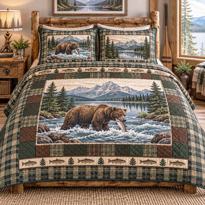 Wandering Bear 3-Piece Quilted Bedding Set SN0TD1172
