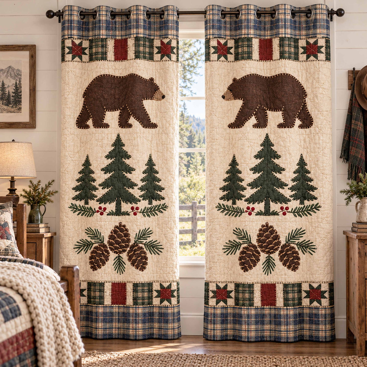 Wandering Bear Quilted Curtains SN0TD1125