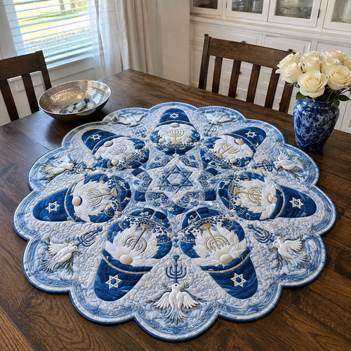 Warmth of the Menorah Custom Shape Quilted Table Topper SN0PT804