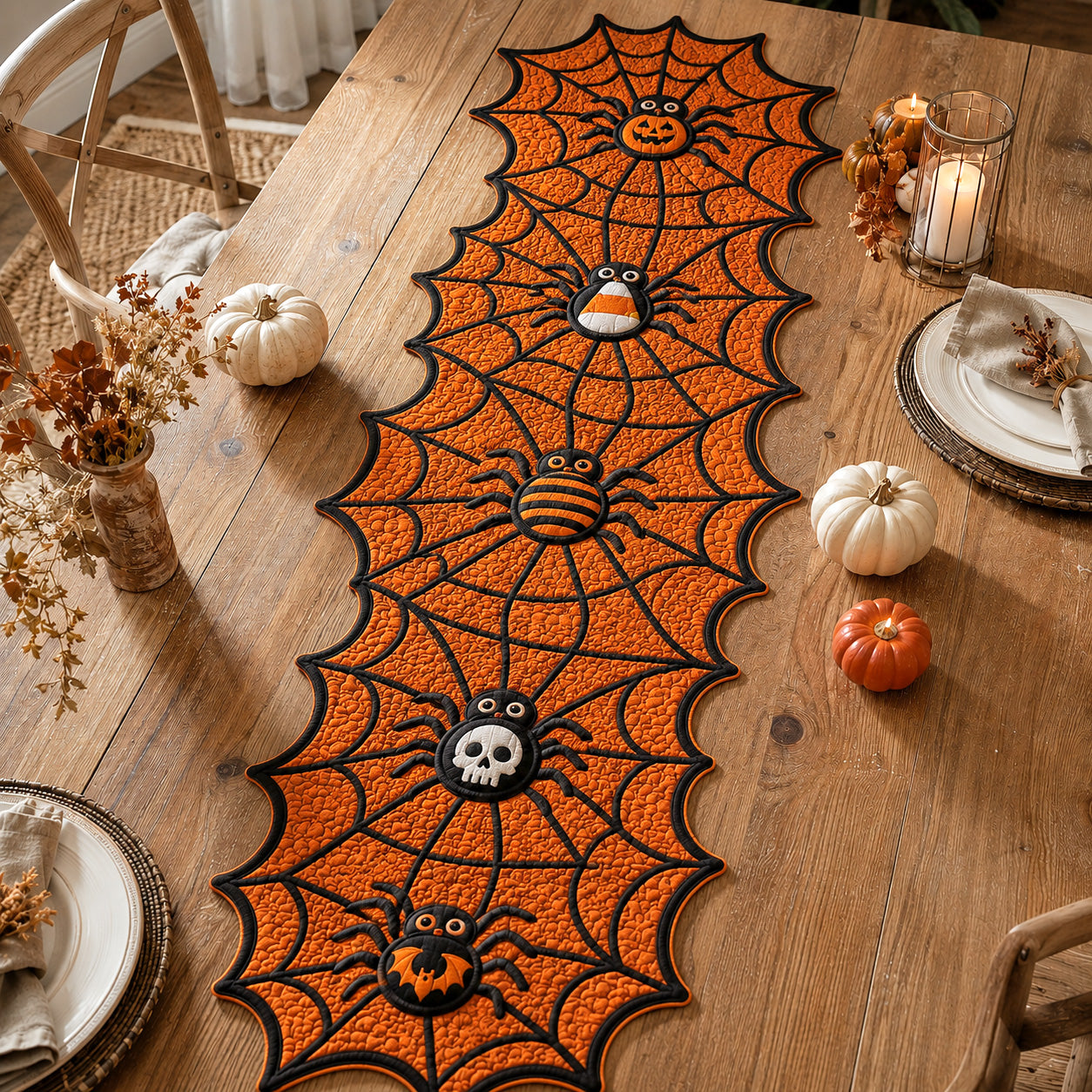 Webbed Feast Custom Shape Quilted Table Runner SN0TV017