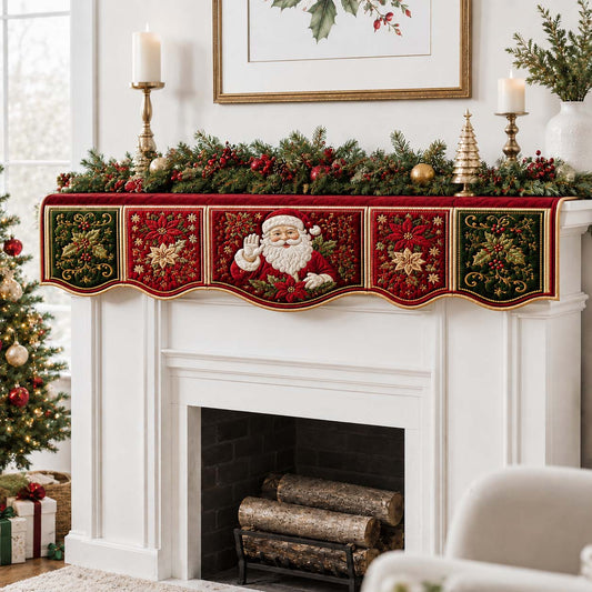 Welcoming Santa Claus Quilted Mantel Scarf SN0HH0229