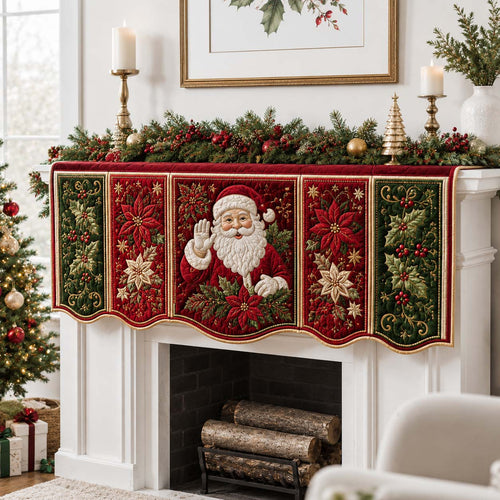 Welcoming Santa Claus Quilted Mantel Scarf SN0HH0229
