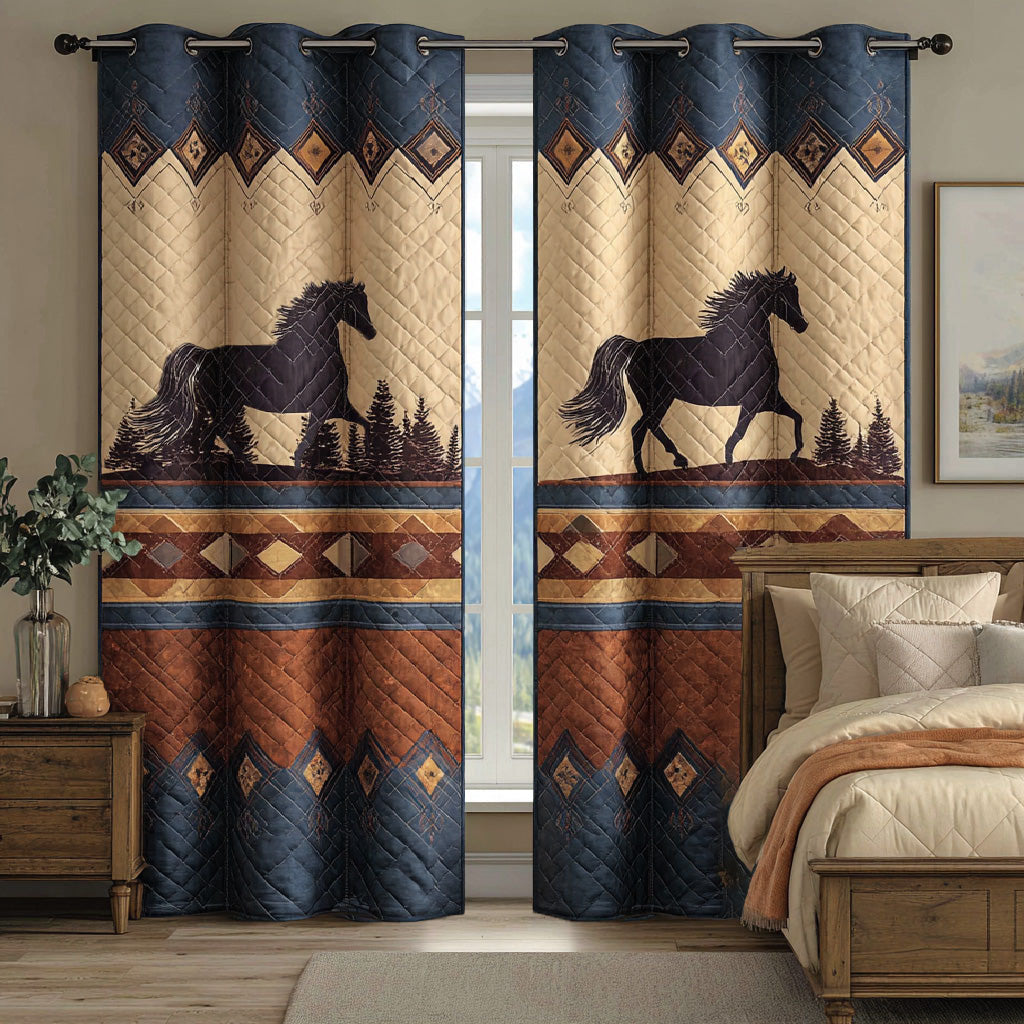 Western Diamond Crest Quilted Curtains NCU0DH838