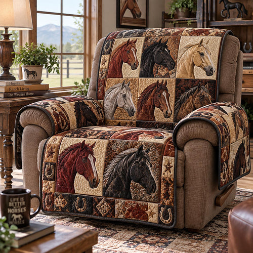 Western Horse Collection Quilted Sofa Cover SN0DV956