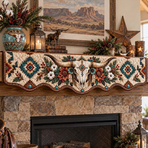 Western Turquoise Bloom Mantel Scarf SN0HH1029