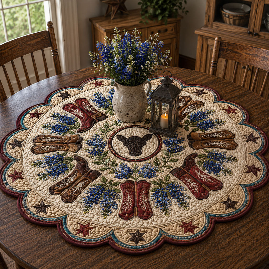Western Wildflower Trail Custom Shape Quilted Table Topper SN0PT867