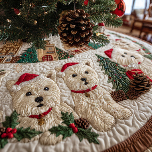 Westie Winter Wonderland Quilted Christmas Tree Skirt NCU0DV8100
