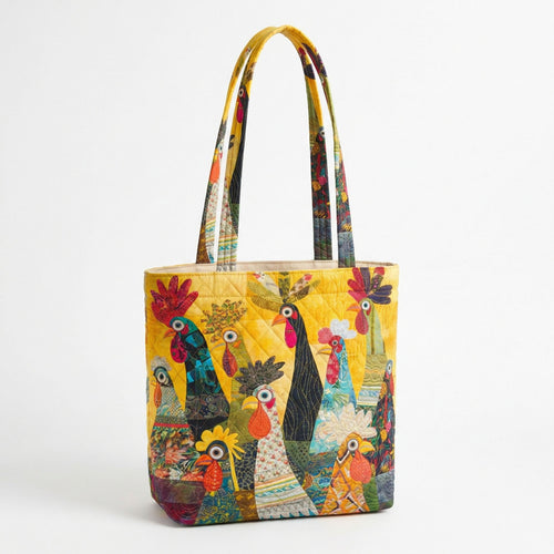 Whimsical Coop Friends Quilted Zipper Tote Bag SN0PT021
