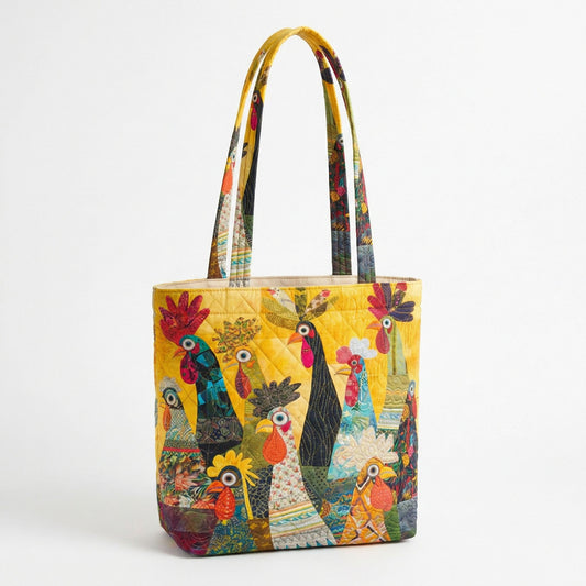 Whimsical Coop Friends Quilted Zipper Tote Bag SN0PT021