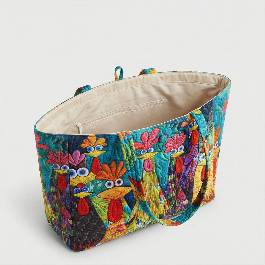 Whimsical Rooster Garden Quilted Classic Tote Bag SN0PT028
