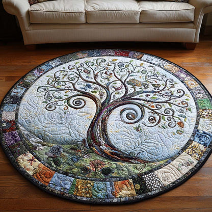 Whimsical Swirl Tree Quilted Round Mat NCU0VL1345