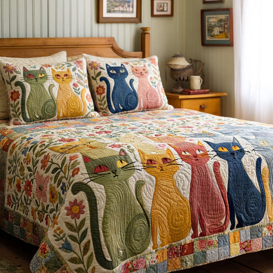 Whiskered Meadow 3-Piece Quilted Bedding Set SN0PT215