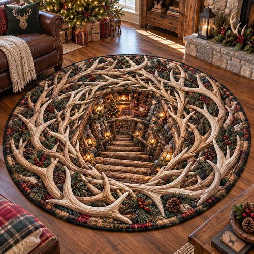 Whispering Antler Hollow Quilted Round Mat SN0PT1374