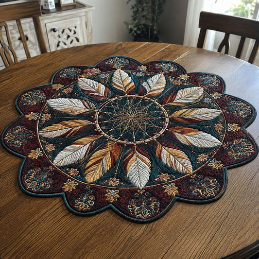 Whispering Feathers Custom Shape Quilted Table Topper SN0PT837