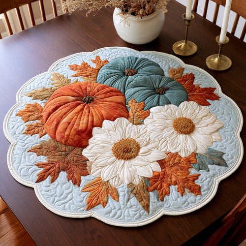 White Daisies Custom Shape Quilted Table Topper NCU0LV200