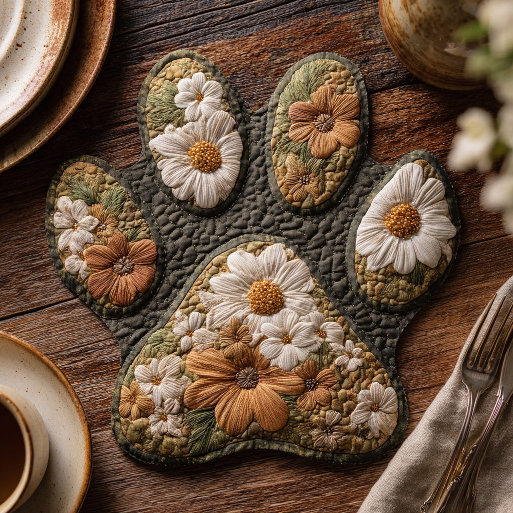 White Daisy Custom Shape Quilted Placemat NCU0LV077