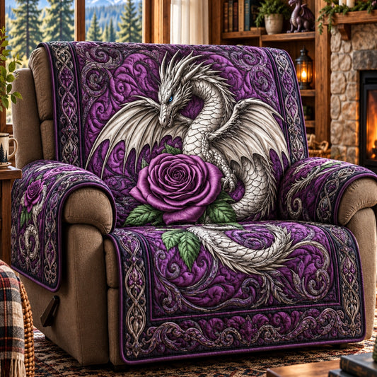 White Dragon Rose Quilted Sofa Cover SN0PT1464