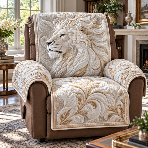White Lion Golden Mane Quilted Sofa Cover SN0DV1017