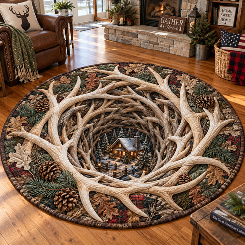 Whitetail Wonderland Quilted Round Mat SN0PT1375