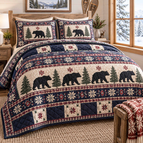 Wild Bear 3-Piece Quilted Bedding Set SN0TD1175
