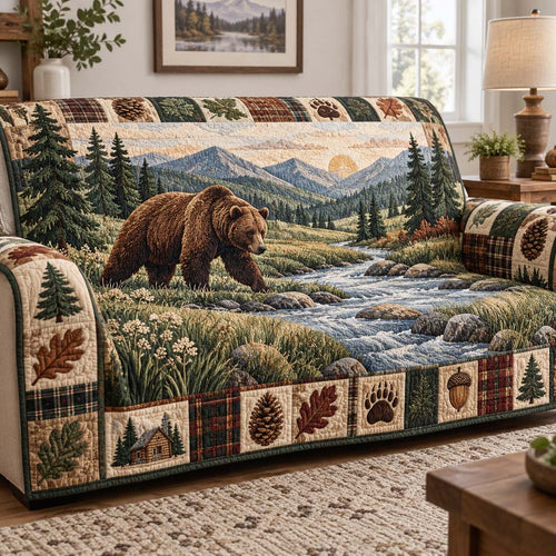 Wild Bear Quilted Sofa Cover SN0HH0886