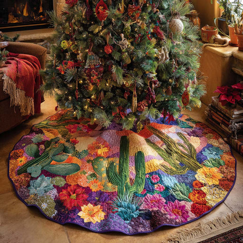 Wild Cactus Christmas Quilted Tree Skirt NCU0DDK1580