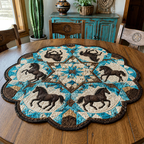 Wild Mustang Prairie Custom Shape Quilted Table Topper SN0PT868
