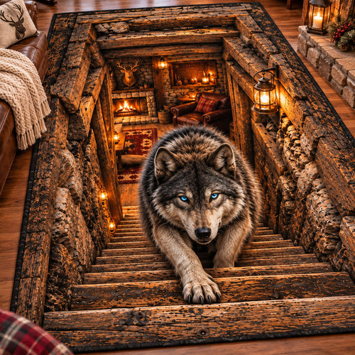 Wild Wolf Cabin Escape Area Rug SN0PT1400