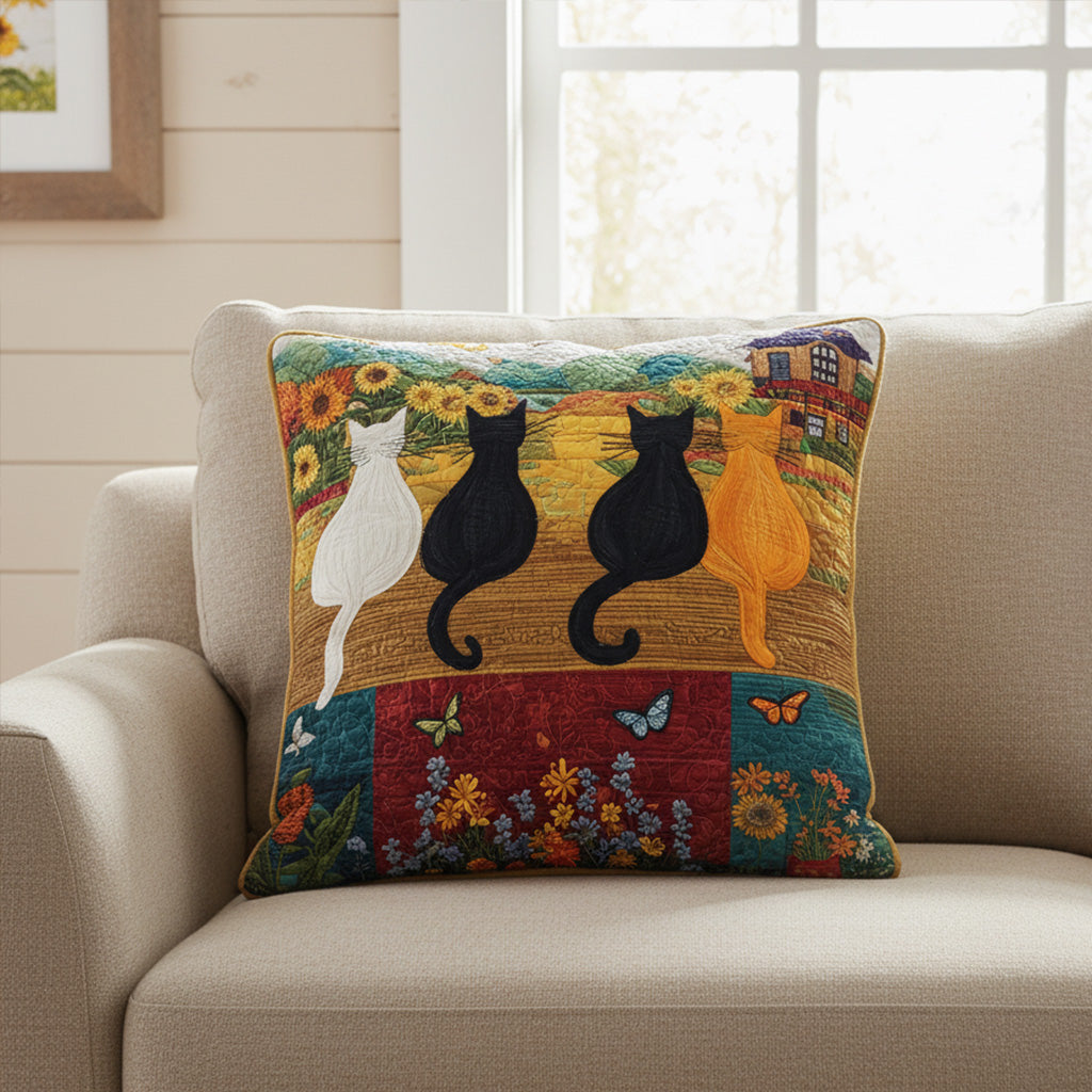 Wildflower Cats Quilted Pillow Case NCU0PTT2178