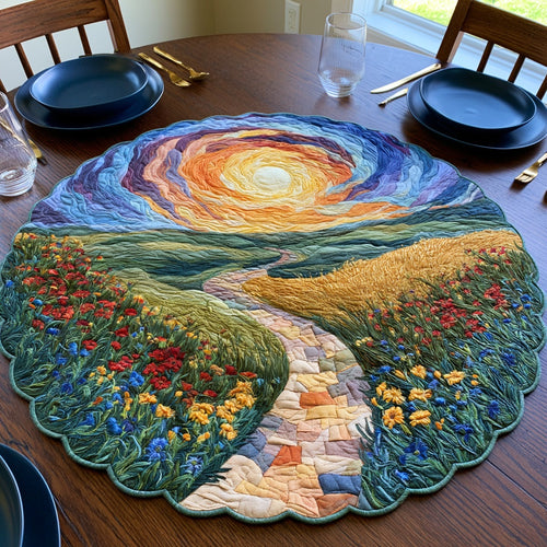 Wildflower Path Custom Shape Quilted Table Topper NCU0LV264