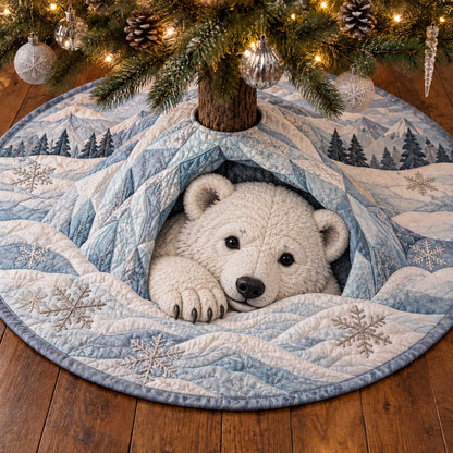 Winter Bear Christmas Quilted Tree Skirt SN0TD621