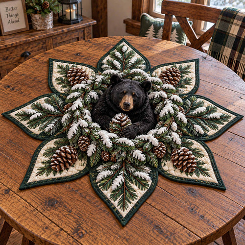 Winter Bear Custom Shape Quilted Table Topper SN0TD1019