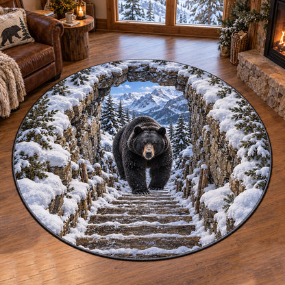 Winter Bear Trail Round Carpet SN0TV630