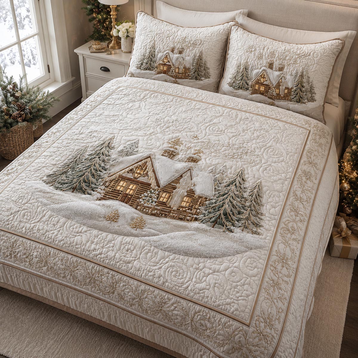 Winter Cabin 3-Piece Quilted Bedding Set SN0DV157