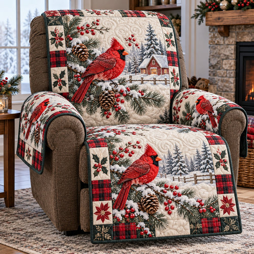 Winter Cabin Cardinal Quilted Sofa Cover SN0TV943