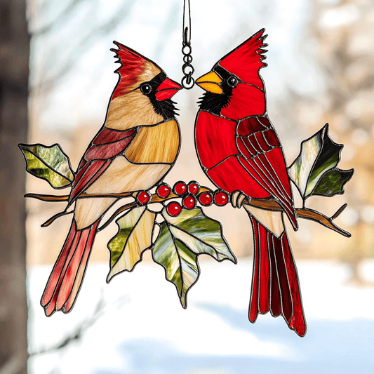 Winter Cardinal Glow - Window Hanging Suncatcher NCU0PD161