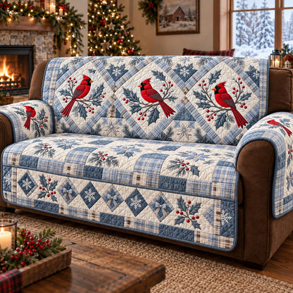 Winter Cardinal Wishes Quilted Sofa Cover SN0PT1354