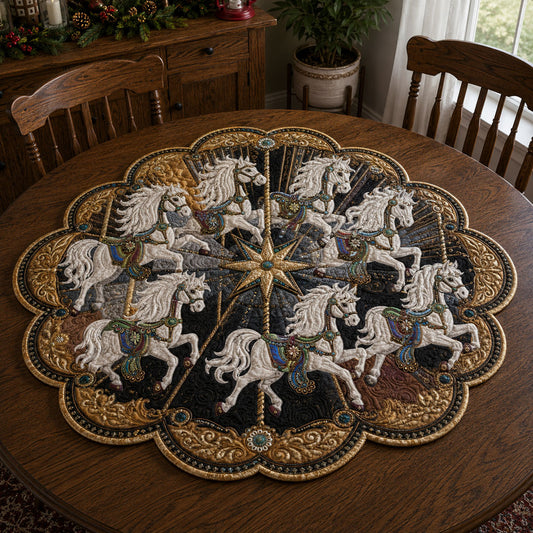 Winter Carousel Waltz Custom Shape Quilted Table Topper SN0PT920