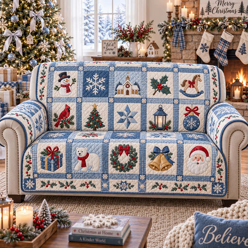 Winter Claus Quilted Sofa Cover SN0HH0570