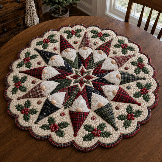 Winter Cottage Whimsy Custom Shape Quilted Table Topper SN0PT982
