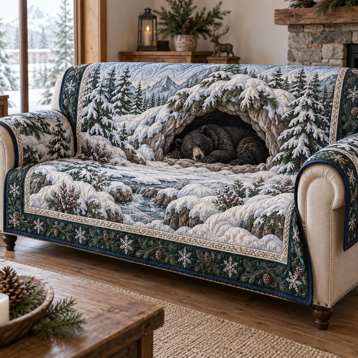 Winter Den Quilted Sofa Cover SN0TV314