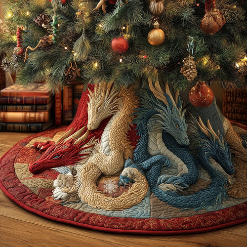 Winter Dragon Watch Christmas Quilted Tree Skirt NCU0TH3661