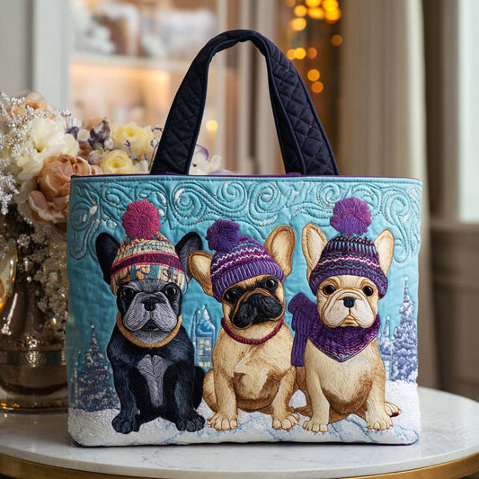 Winter French Bulldog Quilted Tote Bag NCU0NT9820