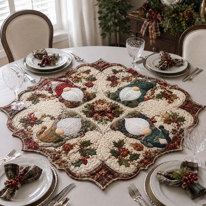 Winter Gnome Circle Custom Shape Quilted Table Topper SN0DV304