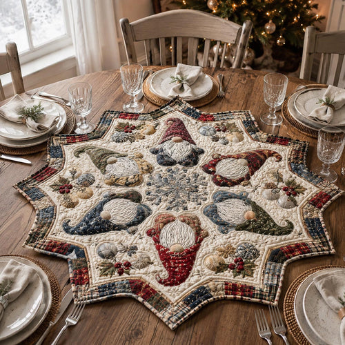 Winter Gnome Star Custom Shape Quilted Table Topper SN0DV320