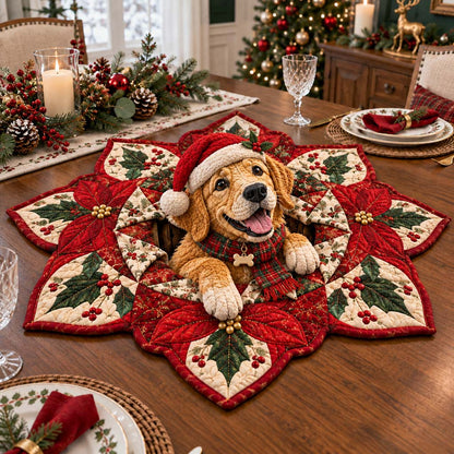 Winter Golden Cheermas Custom Shape Quilted Table Topper SN0HH0689