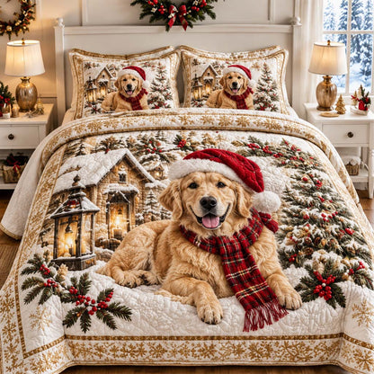 Winter Golden Lantern Quilted Bedding Set SN0HH0432