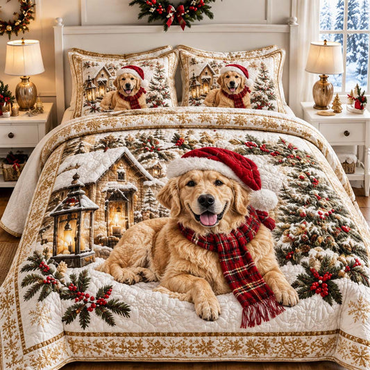 Winter Golden Lantern Quilted Bedding Set SN0HH0432