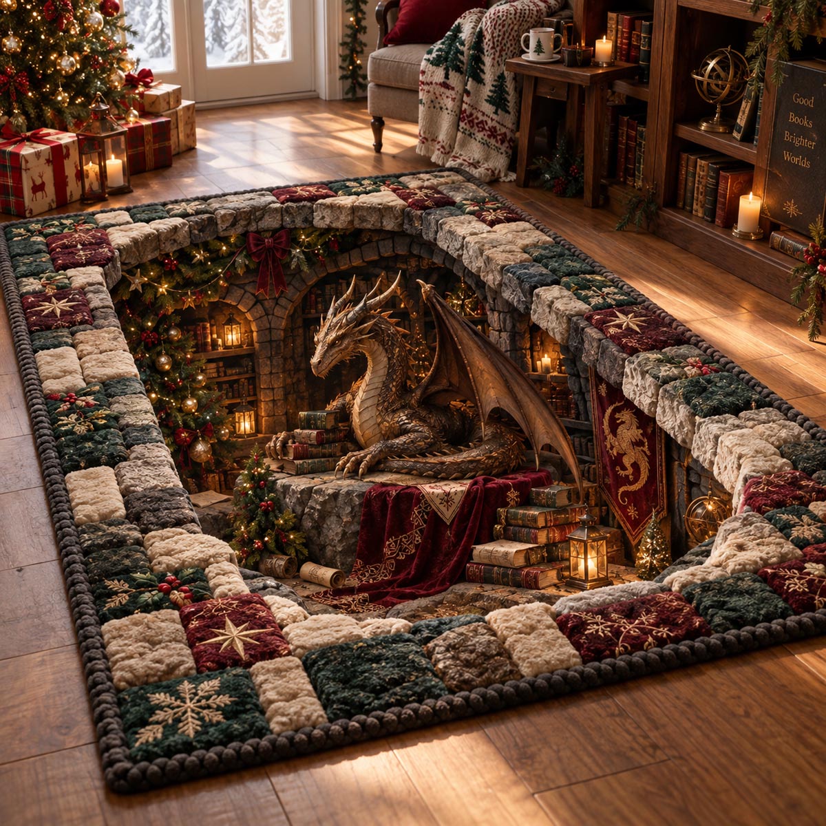 Winter Hearth Dragon Area Rug SN0DV842