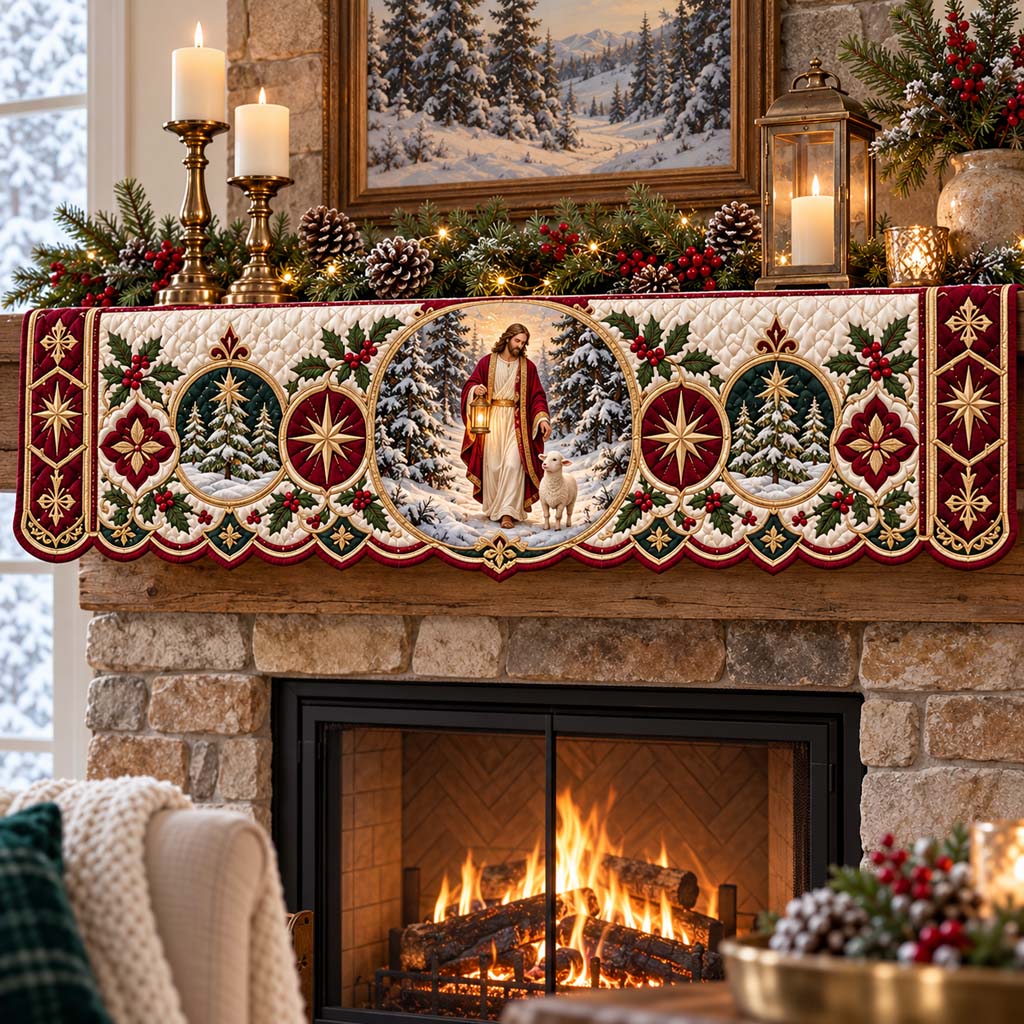 Winter Lamb Quilted Mantel Scarf SN0HH0925
